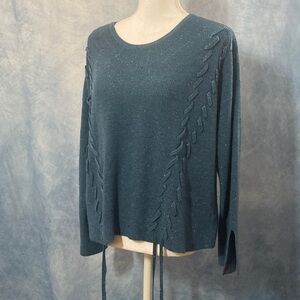 💜2for$35💜 a.n.a Heathered Blue Scoop Neck Sweater W/ Lace-Up Accent & Boxy Fit